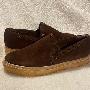 Brown Suede Slip-On Sneakers